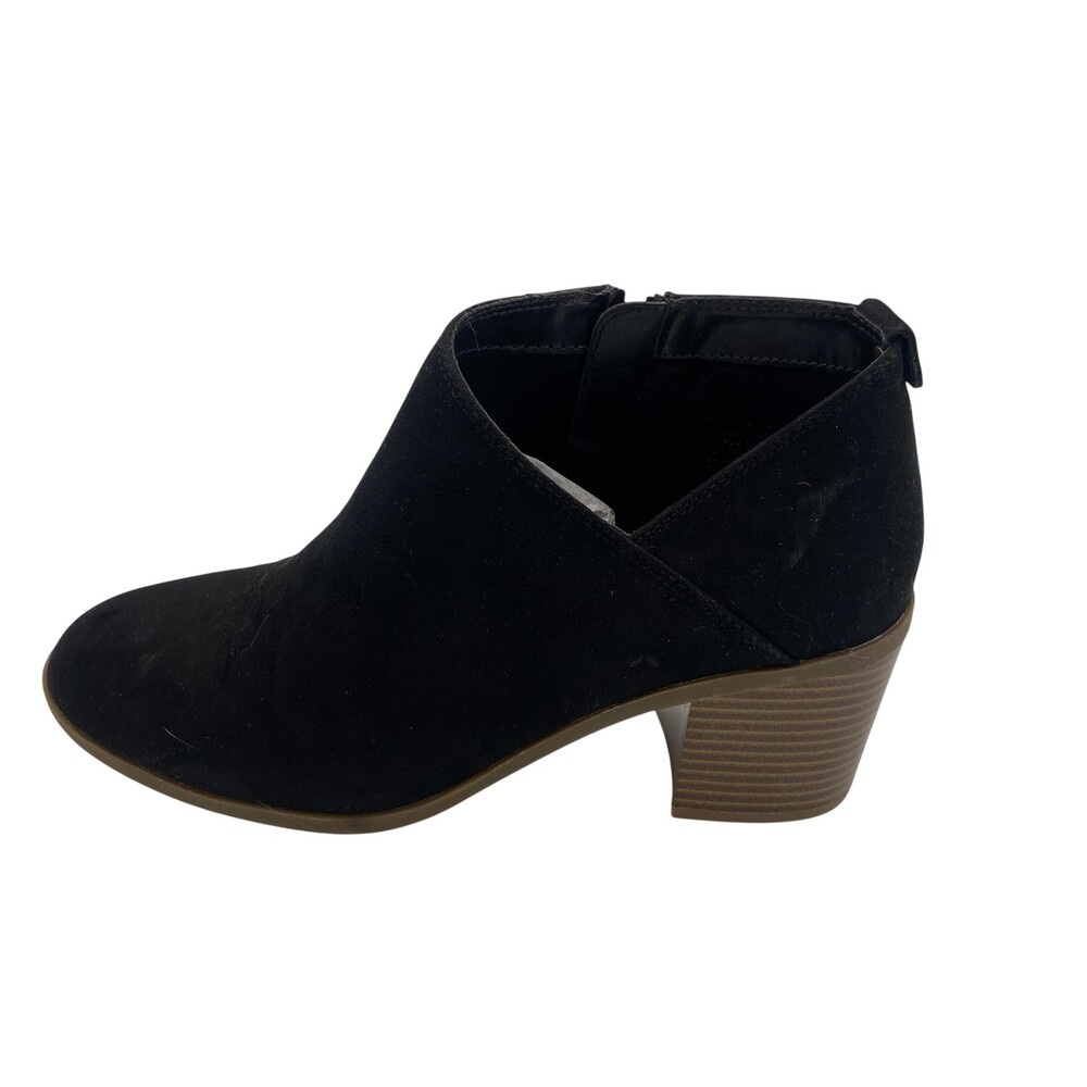 Style & Co Felaa Boots Womens Size 7.5 Black Faux Suede Ankle Booties Block Heel